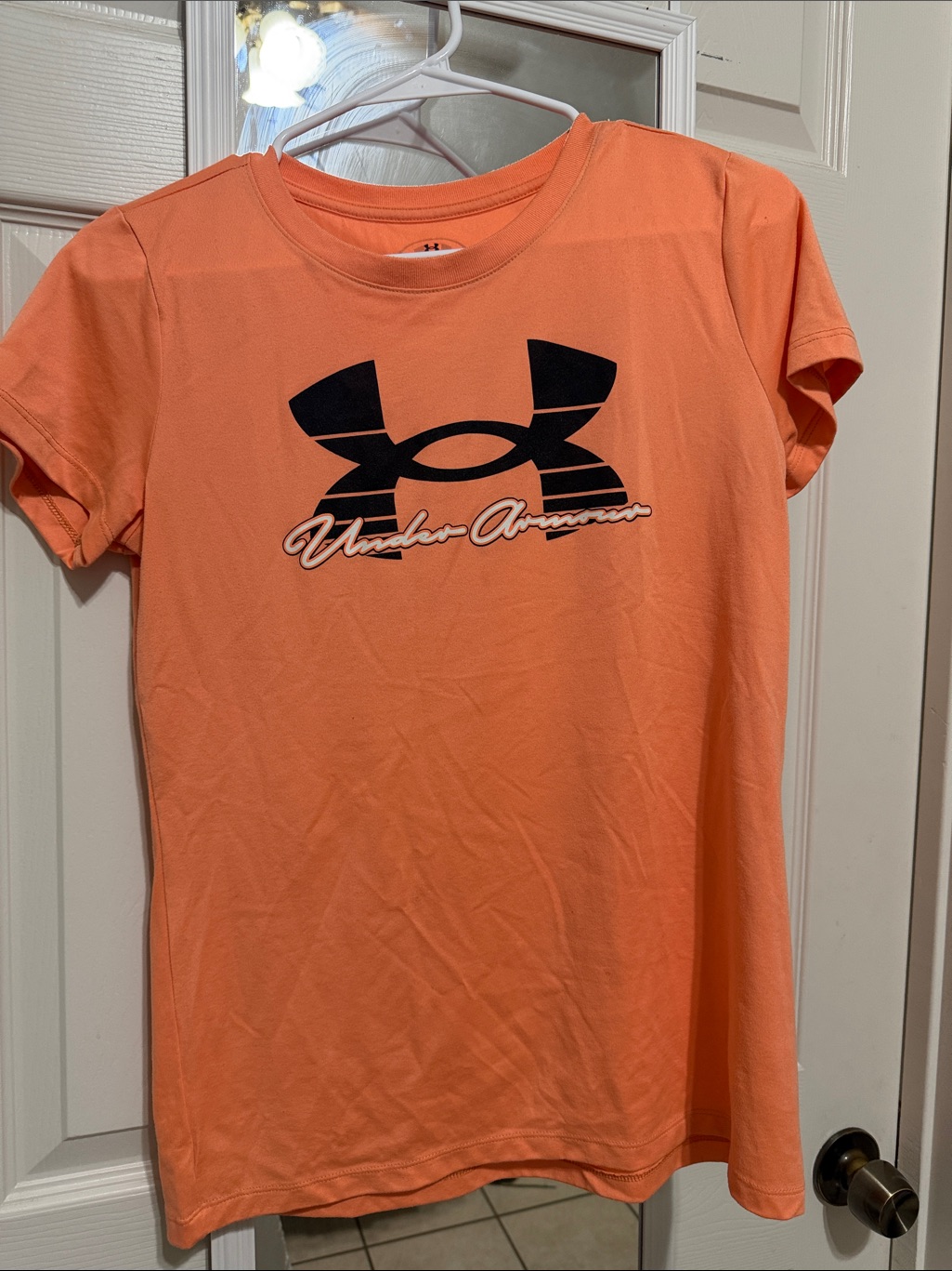 Under Armour Coral Orange Tee With Black Logo